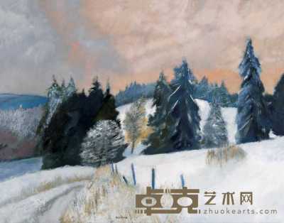 巴赫东 粉色天空·雪景 73×92cm